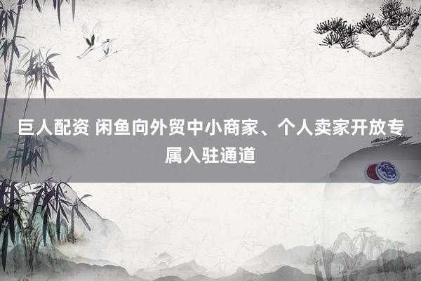 巨人配资 闲鱼向外贸中小商家、个人卖家开放专属入驻通道